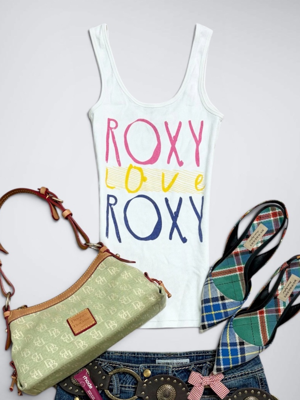 VINTAGE Y2K Roxy Love Ribbed Tank Top 00s